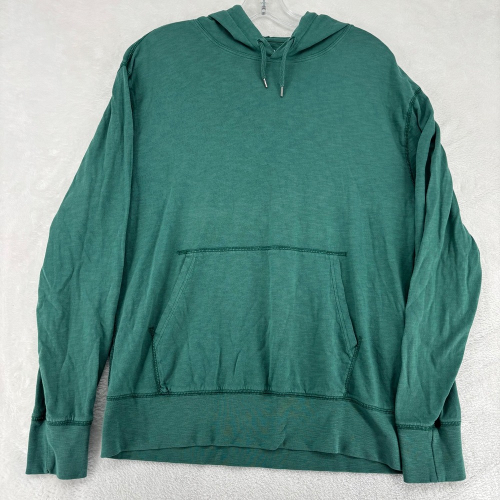 J.Crew Mens Garment-Dyed Slub Cotton Hoodie Green AK980 SP21 Medium